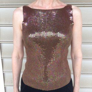 Bronze Multi-Color Sequin Tank Top, XS by Ann Taylor (100% Silk)